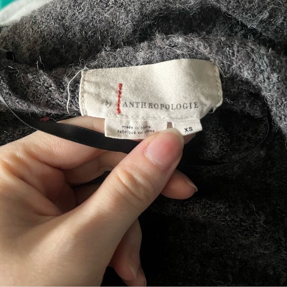 Anthropologie Charcoal Gray Open Front Cardigan Size XS Pockets Wool Blend - Picture 3 of 7